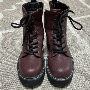 Sincerely Jules Maroon Leather Boots